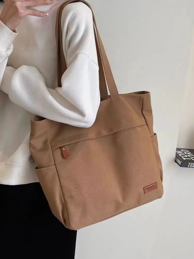 Handbags Woman,2026 New,Canvas Bag, Large Capacity Students go to school,Versatile Casual Simple One Shoulder Commuting Tote Bag