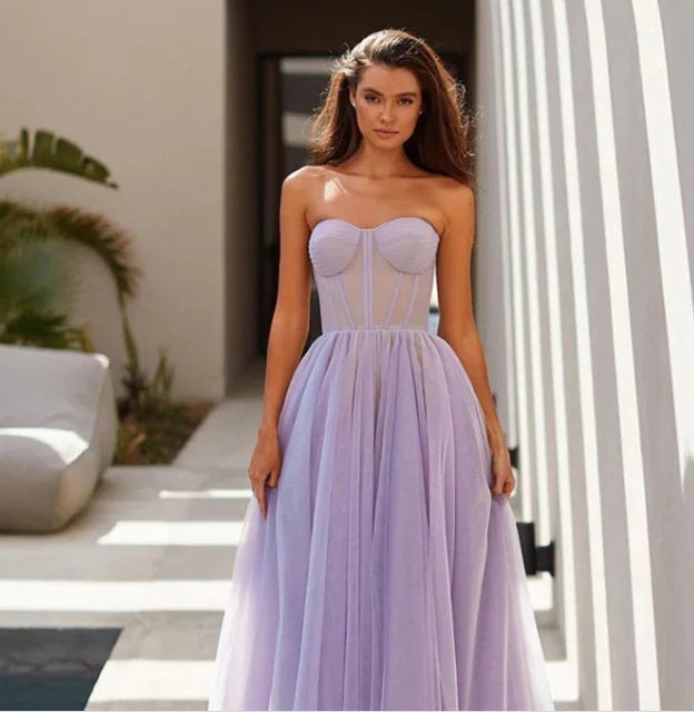 Sweetheart Prom Dresses Beach Evening Dresses New Design Party gown Simple Summer Evening Vestidos