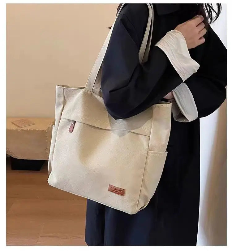 Handbags Woman,2026 New,Canvas Bag, Large Capacity Students go to school,Versatile Casual Simple One Shoulder Commuting Tote Bag
