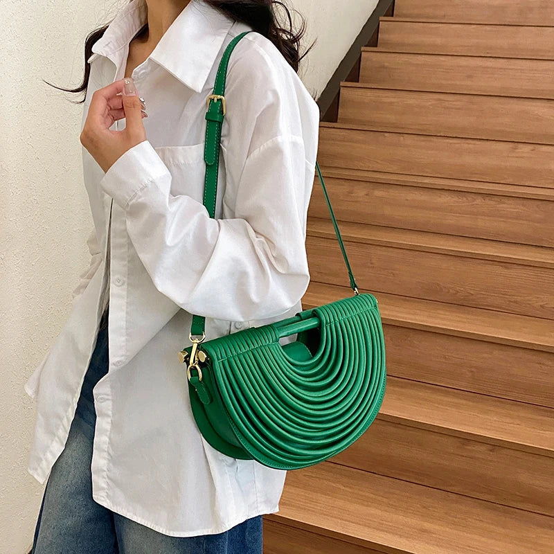 Handbags for Women. New Gold Luxury Designer Brand Handwoven Noodle Bags Rope Knotted Pulled Half Moon Silver Evening Clutch