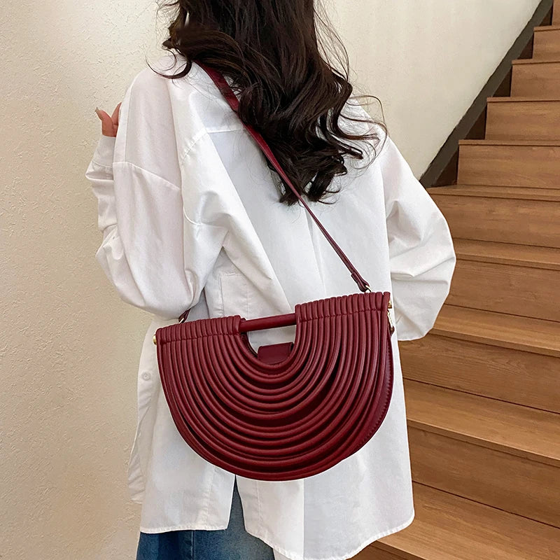 Handbags for Women. New Gold Luxury Designer Brand Handwoven Noodle Bags Rope Knotted Pulled Half Moon Silver Evening Clutch