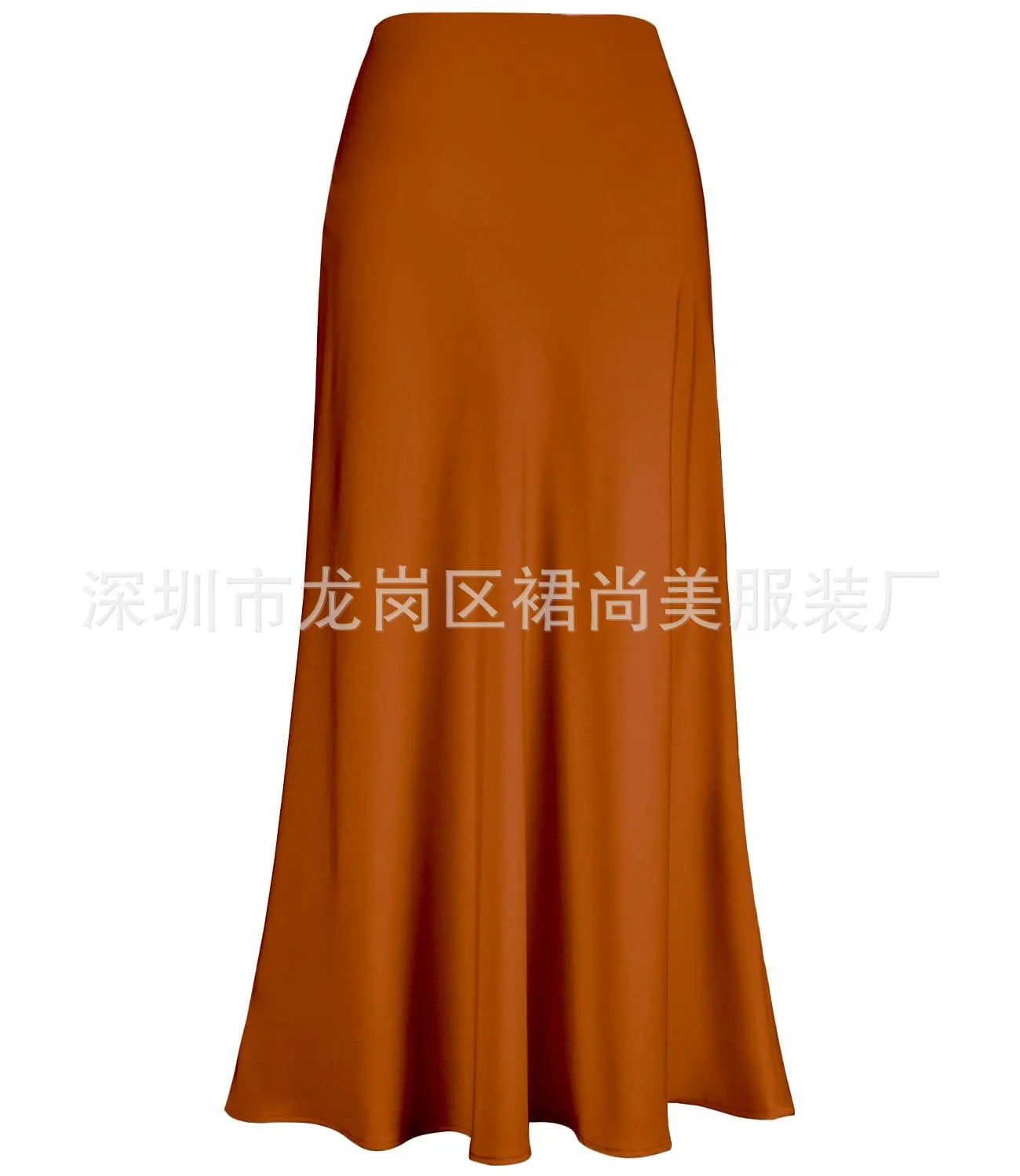 Elegant Faux Silk Satin Skirts for Women High Waist A-line Office Lady  Solid Color Glossy Finish Fishtail Skirt