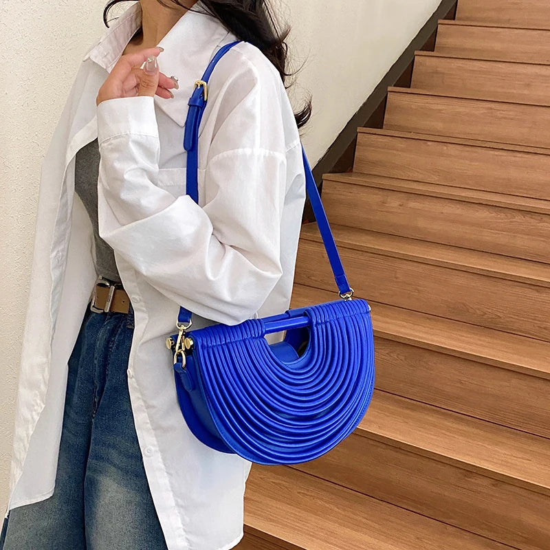 Handbags for Women. New Gold Luxury Designer Brand Handwoven Noodle Bags Rope Knotted Pulled Half Moon Silver Evening Clutch