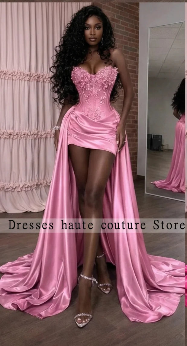 Gorgeous Lavender Purple 3D Floral Prom Dresses Corset Satin Overlay Mermaid Long Train Formal Gala Gown For Women Customized