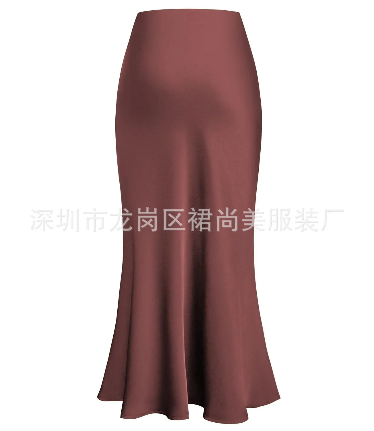 Elegant Faux Silk Satin Skirts for Women High Waist A-line Office Lady  Solid Color Glossy Finish Fishtail Skirt