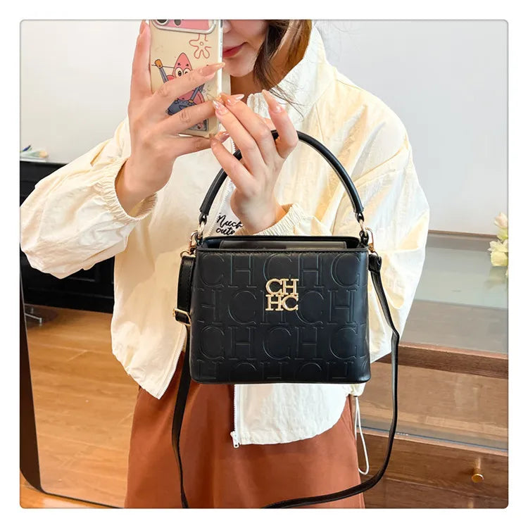 Handheld Bucket Bag For Women Shoulder Crossbody Bag Fashion Large Capacity Trendy Versatile Compartment Underarm Letter Bag