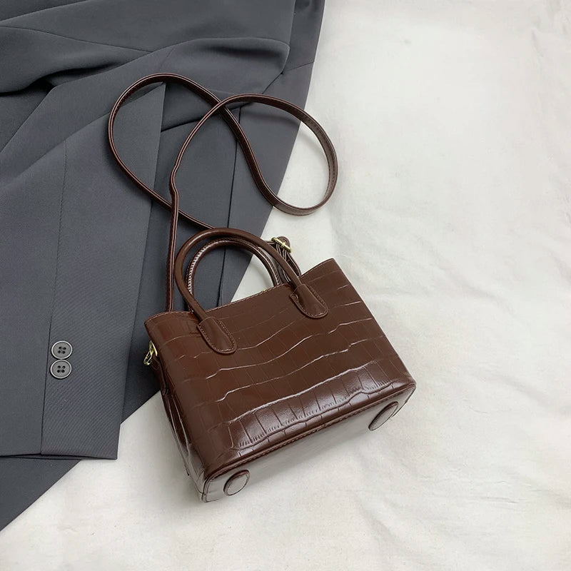 Classic Handbag Women's Bag Black Crocodile Pattern Crossbody Bag Female Pu Leather Commute Bag Top Brand Small Shoulder Bag