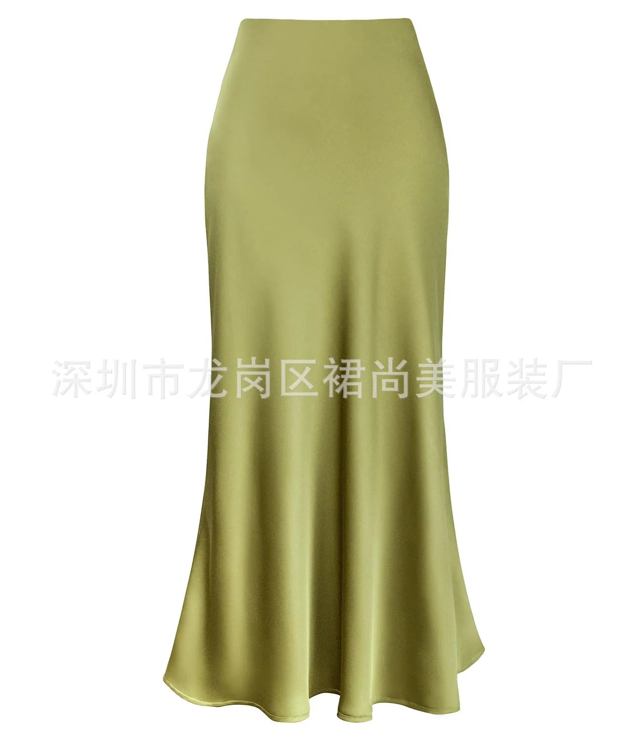 Elegant Faux Silk Satin Skirts for Women High Waist A-line Office Lady  Solid Color Glossy Finish Fishtail Skirt