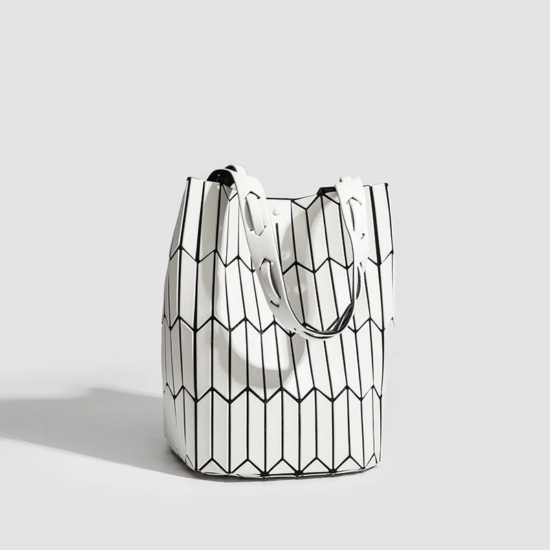 Large Capacity Geometric Diamond Work Bag Handheld Basket Bucket Bag Summer Handbag Women's Single Shoulder Underarm Bag