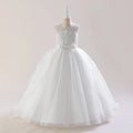 Teens Girls Sequins Princess Party Dresses White Bridesmaid Flower Kids Dresses For Girl Wedding Prom Gown Pink Birthday Vestido