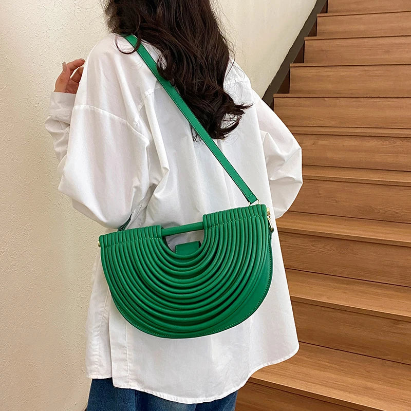 Handbags for Women. New Gold Luxury Designer Brand Handwoven Noodle Bags Rope Knotted Pulled Half Moon Silver Evening Clutch
