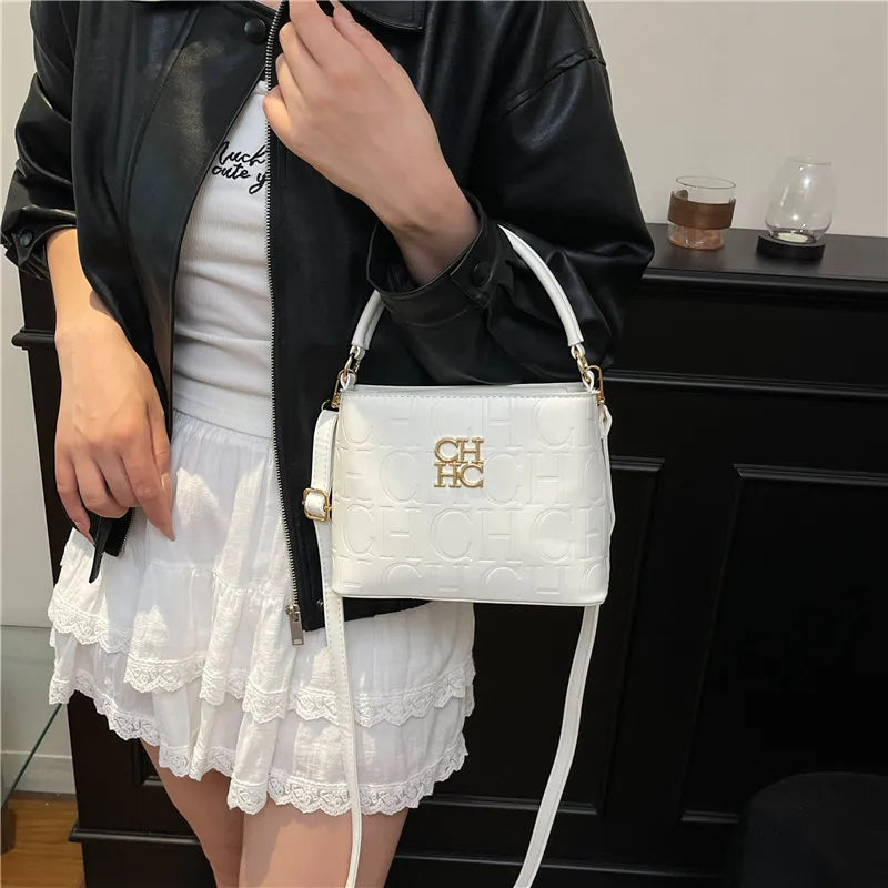Handheld Bucket Bag For Women Shoulder Crossbody Bag Fashion Large Capacity Trendy Versatile Compartment Underarm Letter Bag