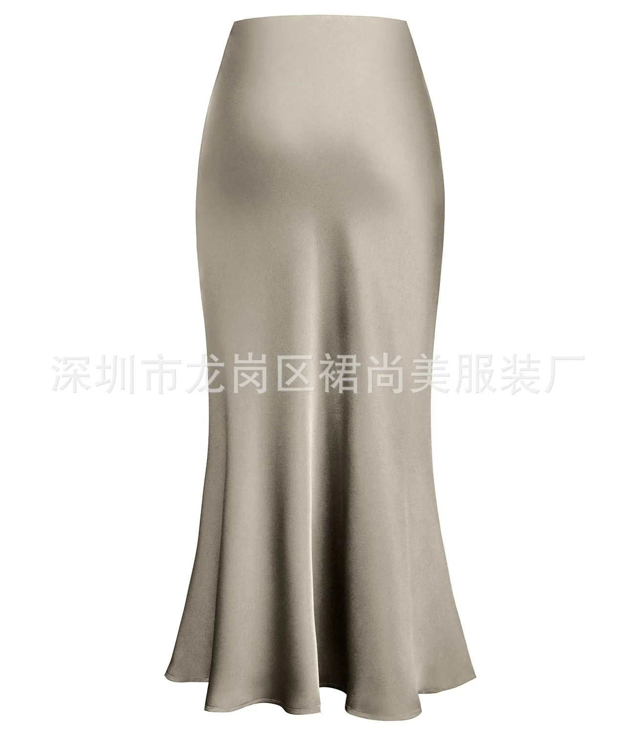 Elegant Faux Silk Satin Skirts for Women High Waist A-line Office Lady  Solid Color Glossy Finish Fishtail Skirt