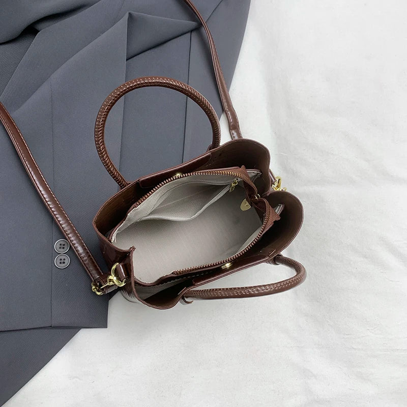 Classic Handbag Women's Bag Black Crocodile Pattern Crossbody Bag Female Pu Leather Commute Bag Top Brand Small Shoulder Bag