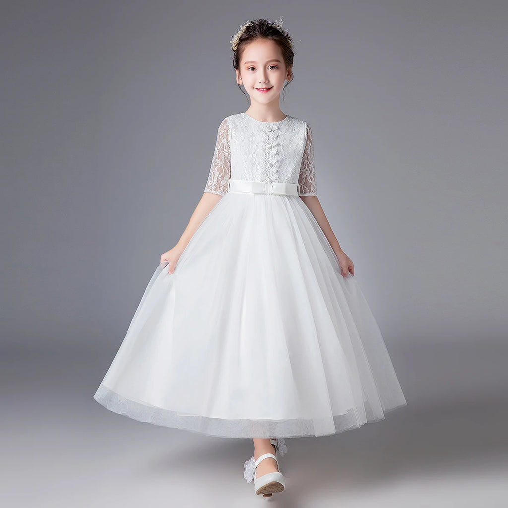 Tween Girl Summer Clothing Flower Girl Princess Dress White Ball Gown for 7 Year Old Girls Party Dresses