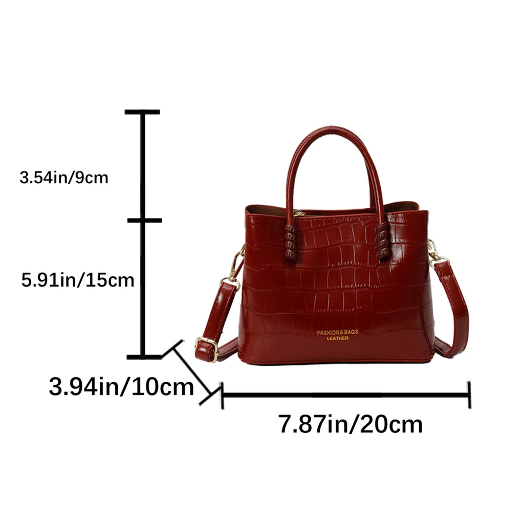 Classic Handbag Women's Bag Black Crocodile Pattern Crossbody Bag Female Pu Leather Commute Bag Top Brand Small Shoulder Bag