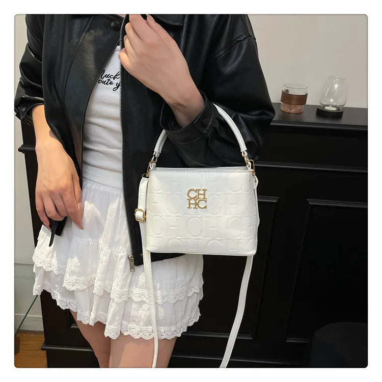 Handheld Bucket Bag For Women Shoulder Crossbody Bag Fashion Large Capacity Trendy Versatile Compartment Underarm Letter Bag
