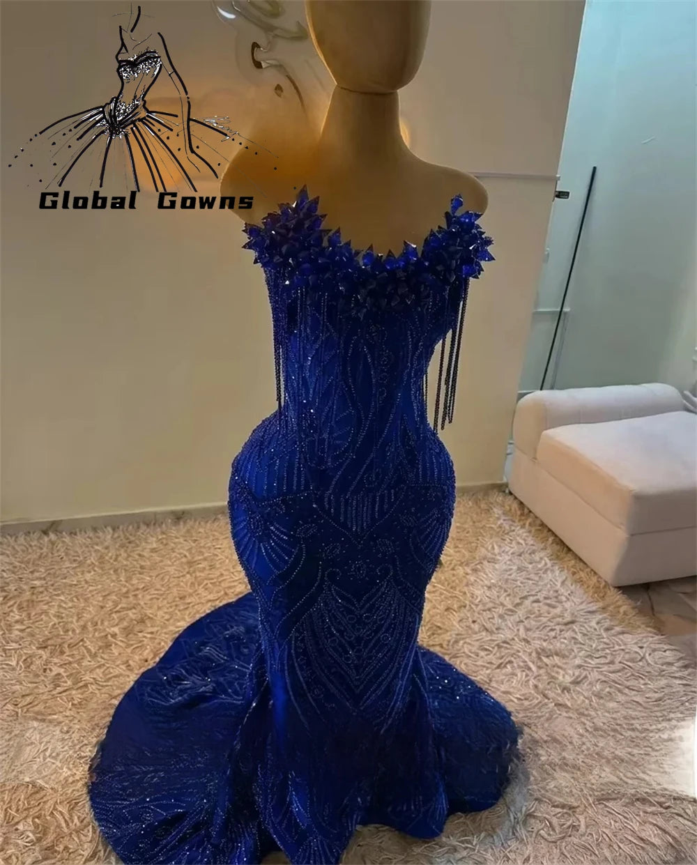 Red Prom Dresses For Girls 2026 Sparkly Sequins Mermaid Crystals Tassel Party Dress Luxury Sleeveless Evening Gowns Customized
