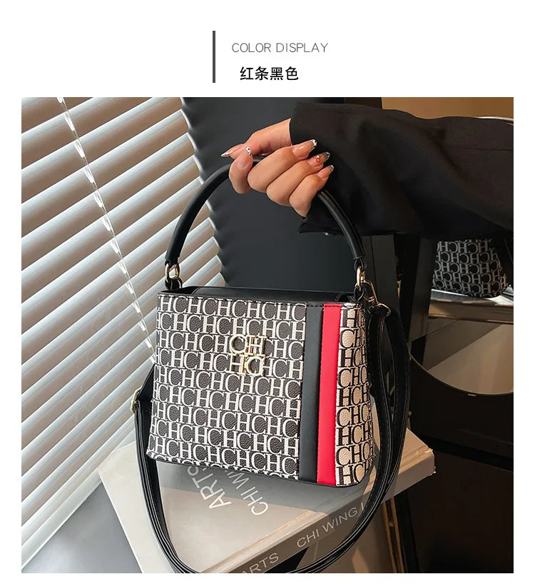 Handheld Bucket Bag For Women Shoulder Crossbody Bag Fashion Large Capacity Trendy Versatile Compartment Underarm Letter Bag