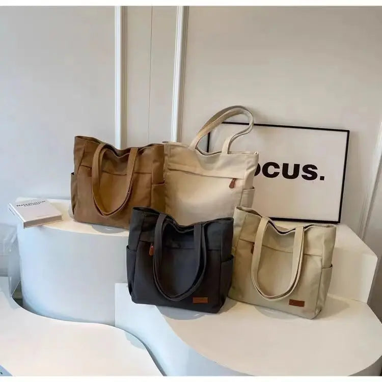 Handbags Woman,2026 New,Canvas Bag, Large Capacity Students go to school,Versatile Casual Simple One Shoulder Commuting Tote Bag