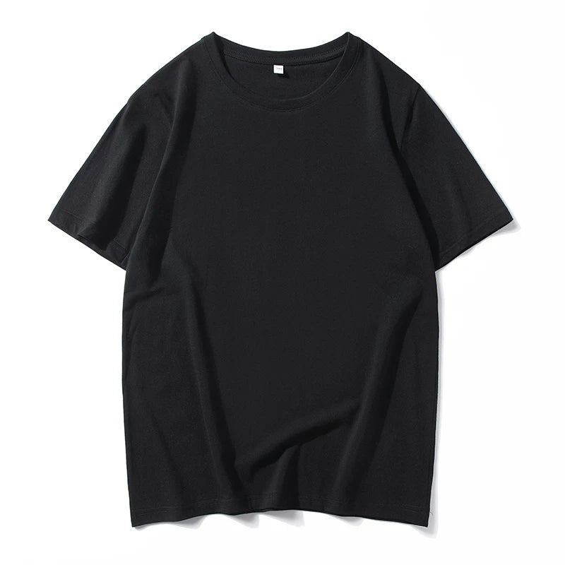 Men's Solid Color Round Neck Cotton Short Sleeved T-shirt Summer Comfortable Top