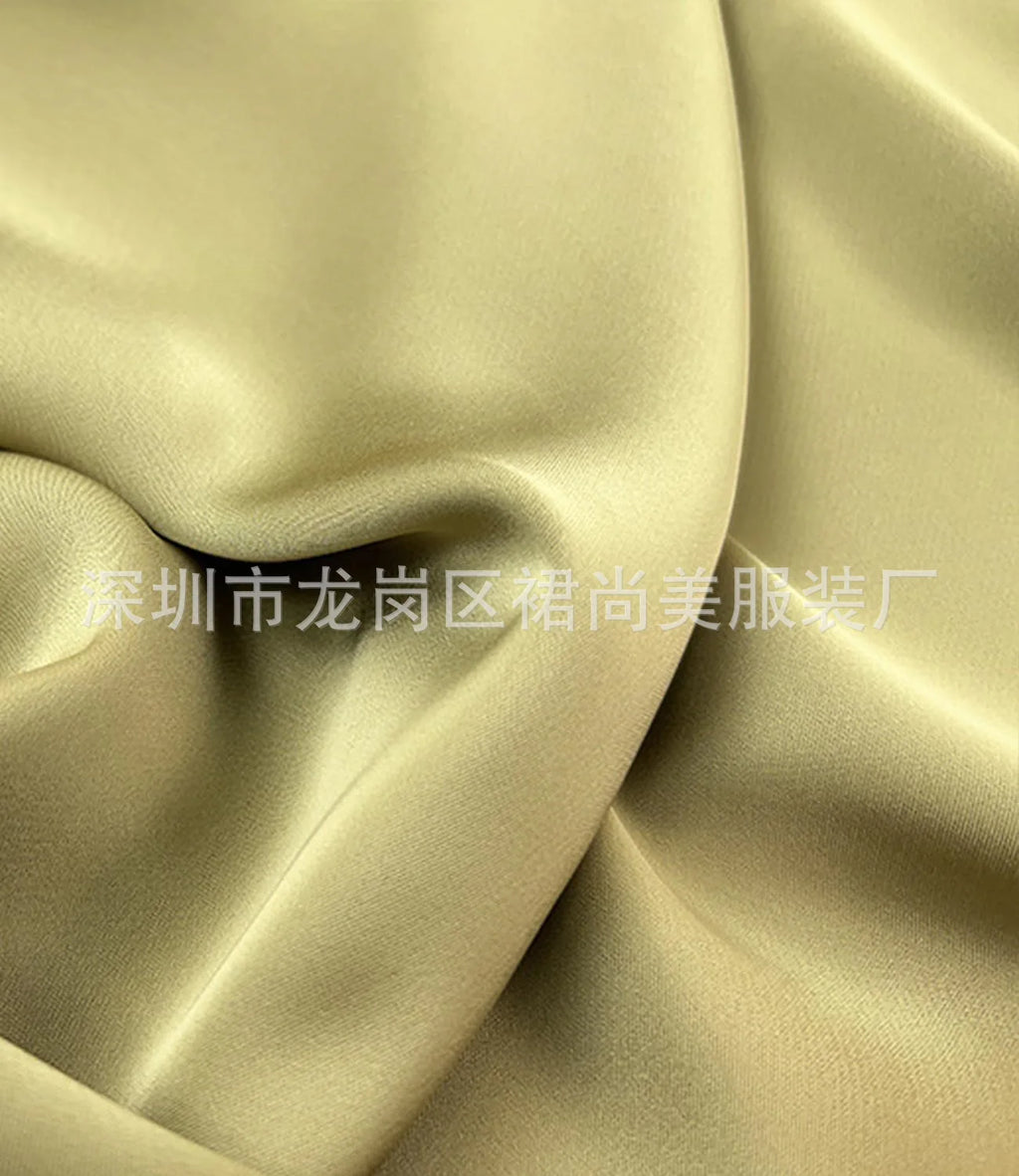 Elegant Faux Silk Satin Skirts for Women High Waist A-line Office Lady  Solid Color Glossy Finish Fishtail Skirt