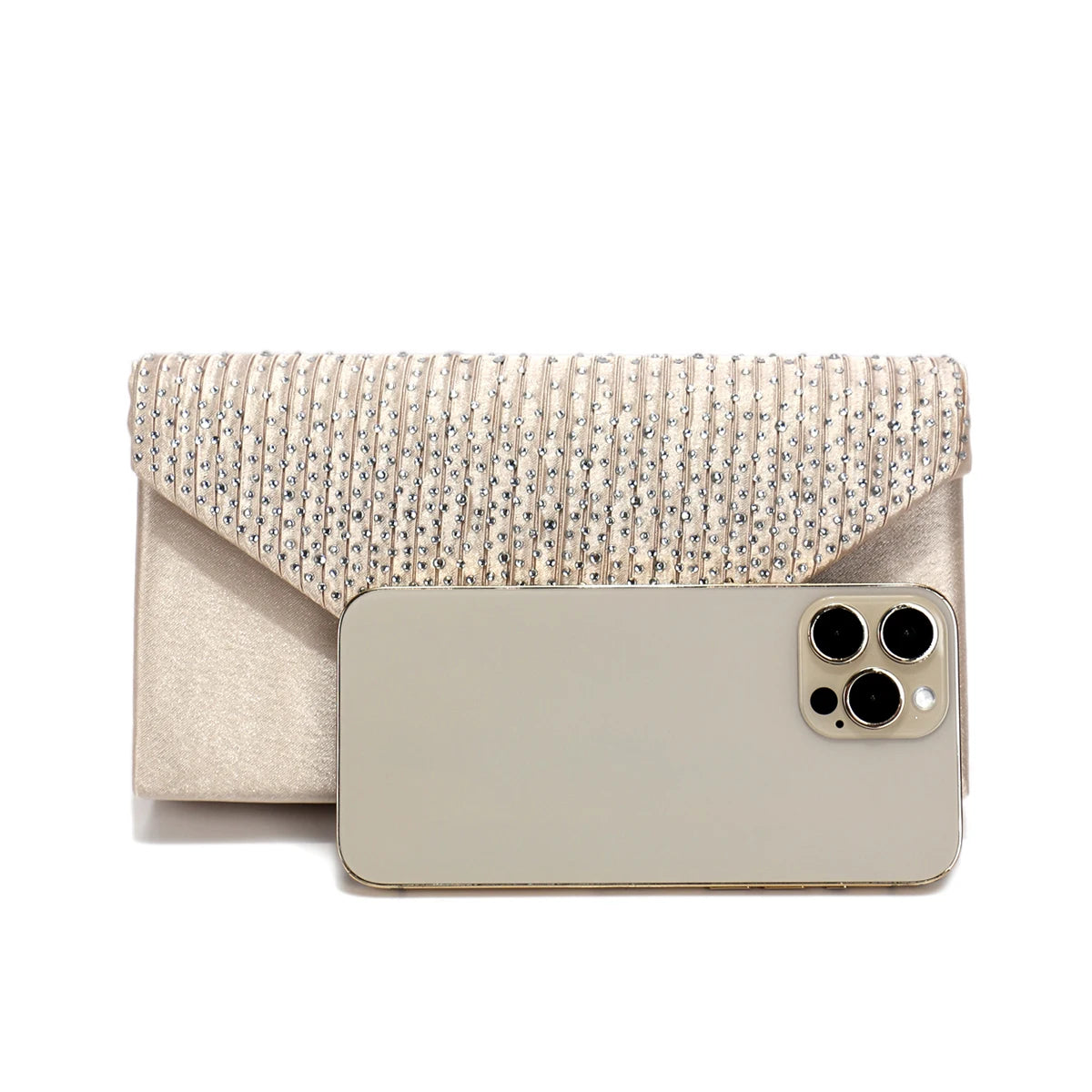 Rhinestones Women Evening Bags Small Envelope Design Handbags Satin Shoulder Chain Handbags Glitter Purple Color Cocktail Purse