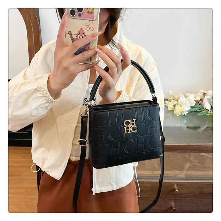 Handheld Bucket Bag For Women Shoulder Crossbody Bag Fashion Large Capacity Trendy Versatile Compartment Underarm Letter Bag