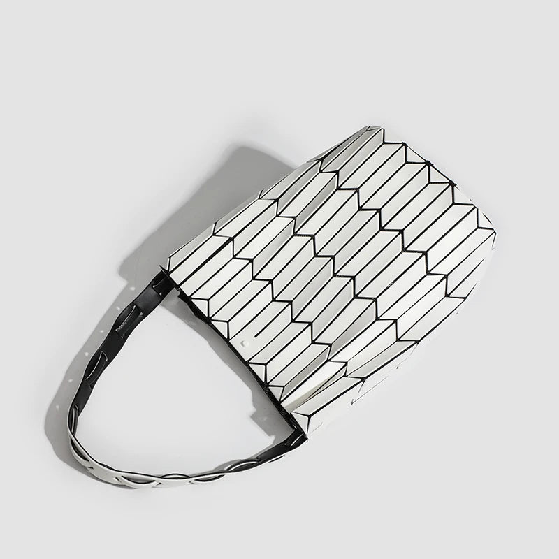 Large Capacity Geometric Diamond Work Bag Handheld Basket Bucket Bag Summer Handbag Women's Single Shoulder Underarm Bag