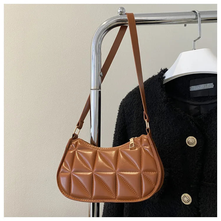 Black PU Leather Shoulder Bag Retro Solid Color Casual Female Hobos Handbags Women's Fashion Handbags Shopper Clutch Purse