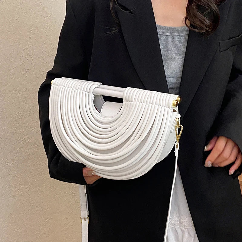 Handbags for Women. New Gold Luxury Designer Brand Handwoven Noodle Bags Rope Knotted Pulled Half Moon Silver Evening Clutch