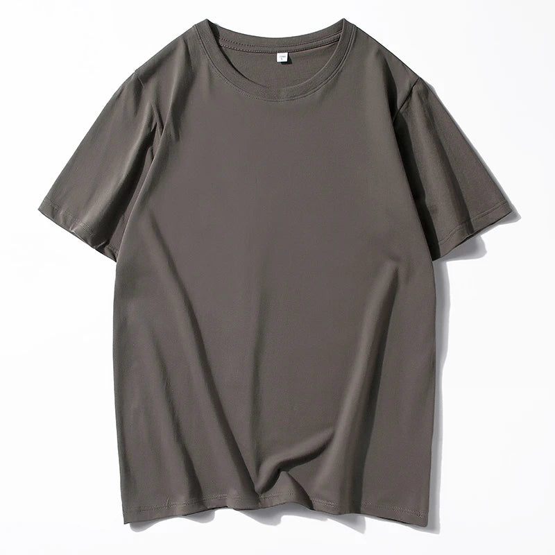 Men's Solid Color Round Neck Cotton Short Sleeved T-shirt Summer Comfortable Top