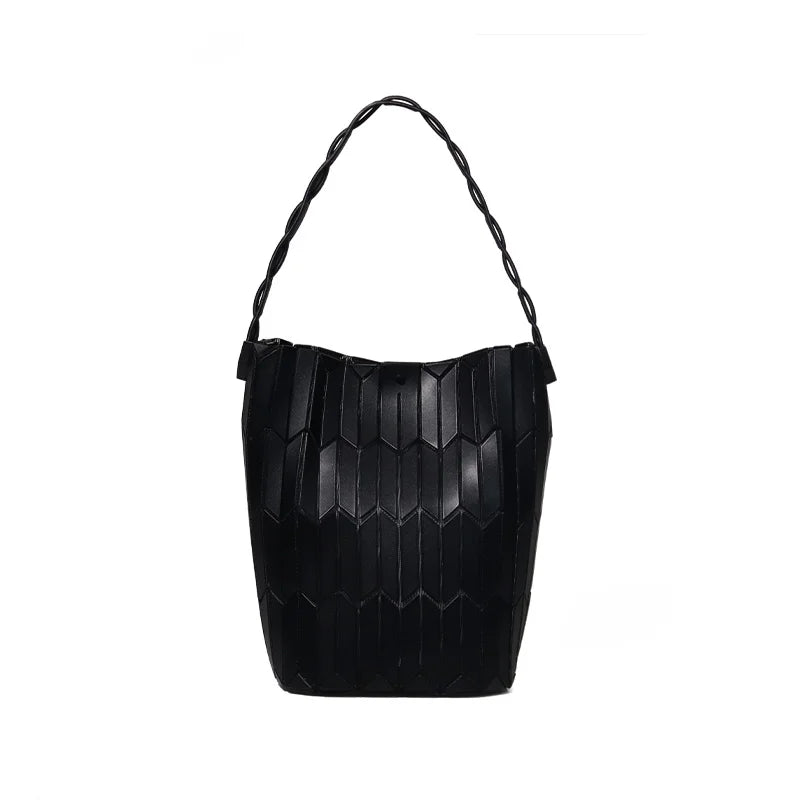 Large Capacity Geometric Diamond Work Bag Handheld Basket Bucket Bag Summer Handbag Women's Single Shoulder Underarm Bag