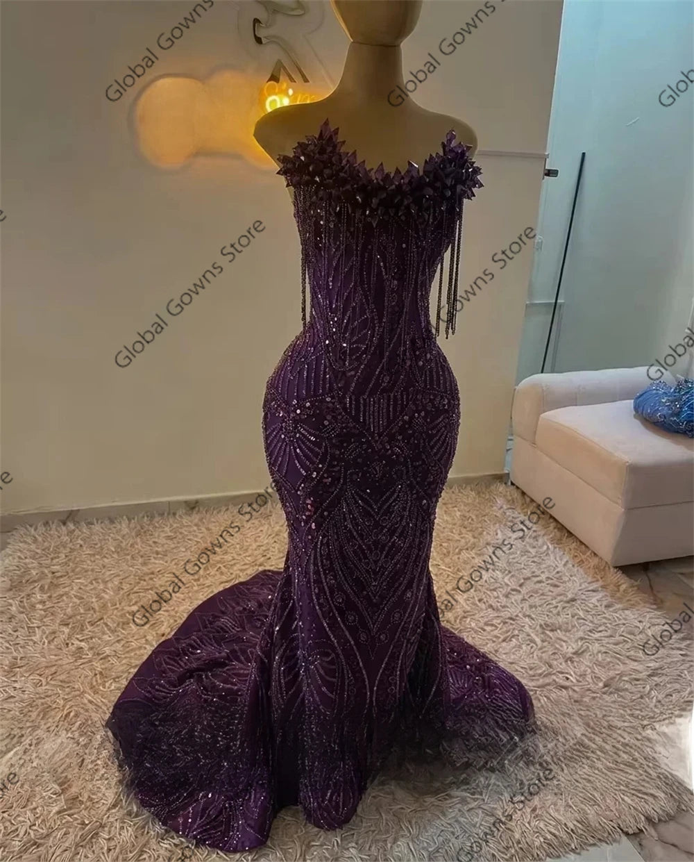 Red Prom Dresses For Girls 2026 Sparkly Sequins Mermaid Crystals Tassel Party Dress Luxury Sleeveless Evening Gowns Customized