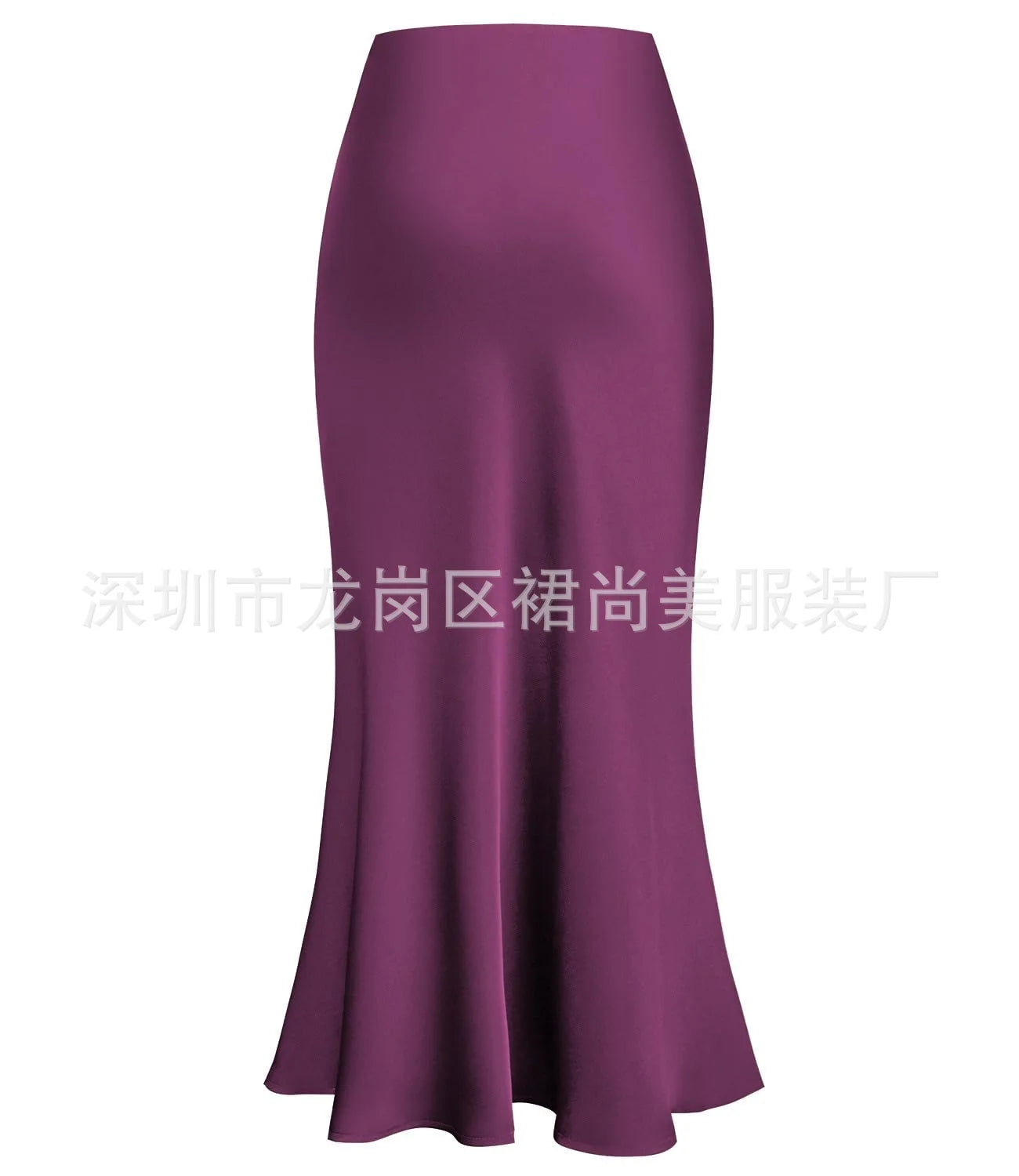 Elegant Faux Silk Satin Skirts for Women High Waist A-line Office Lady  Solid Color Glossy Finish Fishtail Skirt