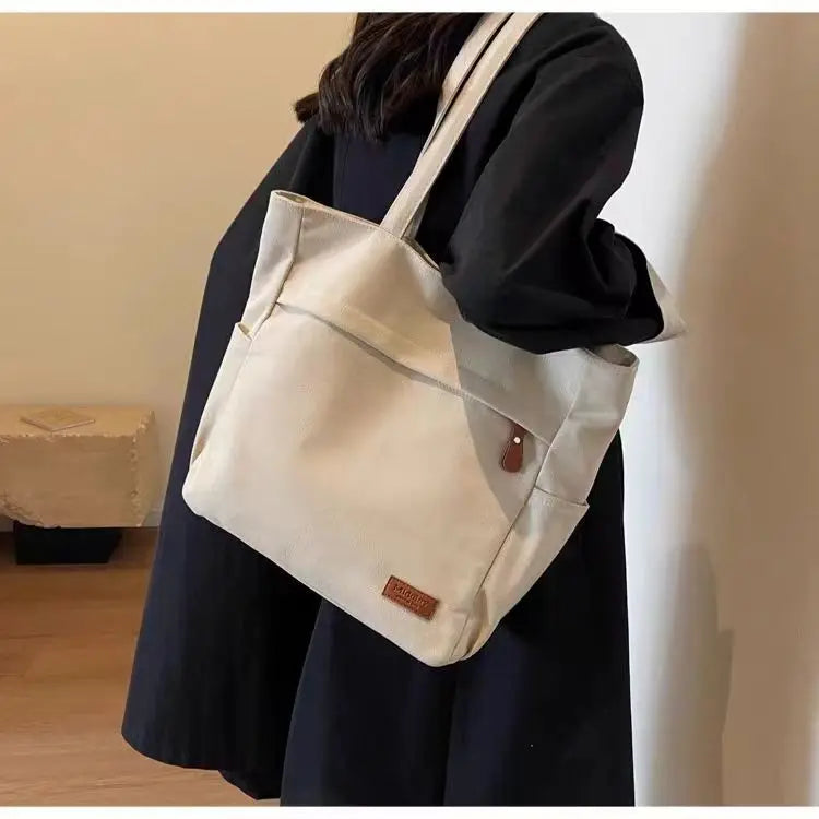Handbags Woman,2026 New,Canvas Bag, Large Capacity Students go to school,Versatile Casual Simple One Shoulder Commuting Tote Bag