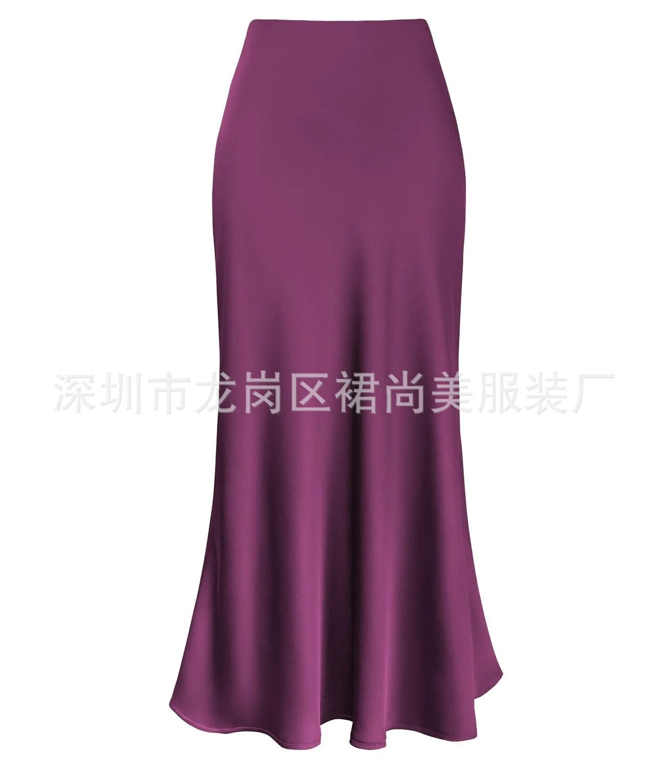 Elegant Faux Silk Satin Skirts for Women High Waist A-line Office Lady  Solid Color Glossy Finish Fishtail Skirt