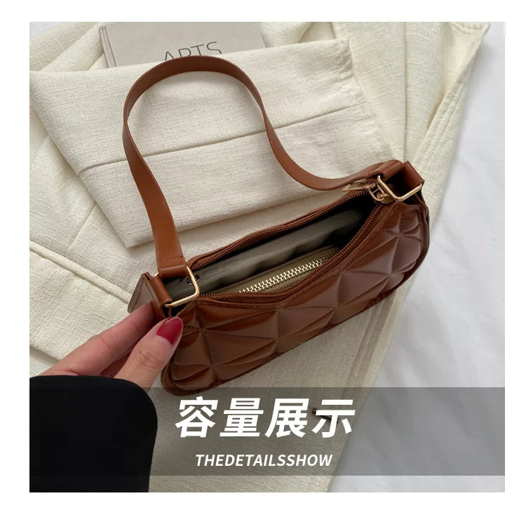 Black PU Leather Shoulder Bag Retro Solid Color Casual Female Hobos Handbags Women's Fashion Handbags Shopper Clutch Purse