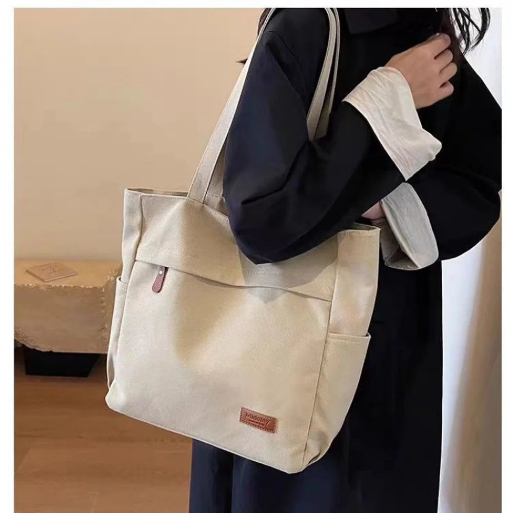 Handbags Woman,2026 New,Canvas Bag, Large Capacity Students go to school,Versatile Casual Simple One Shoulder Commuting Tote Bag