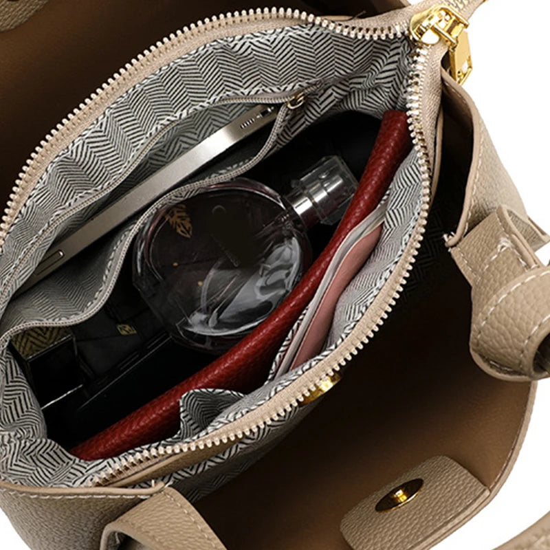 Women's Handbags Retro Fashion Simple New Texture Large Capacity Shoulder Bag Portable Messenger Bucket Bag