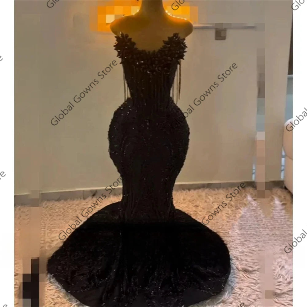 Red Prom Dresses For Girls 2026 Sparkly Sequins Mermaid Crystals Tassel Party Dress Luxury Sleeveless Evening Gowns Customized