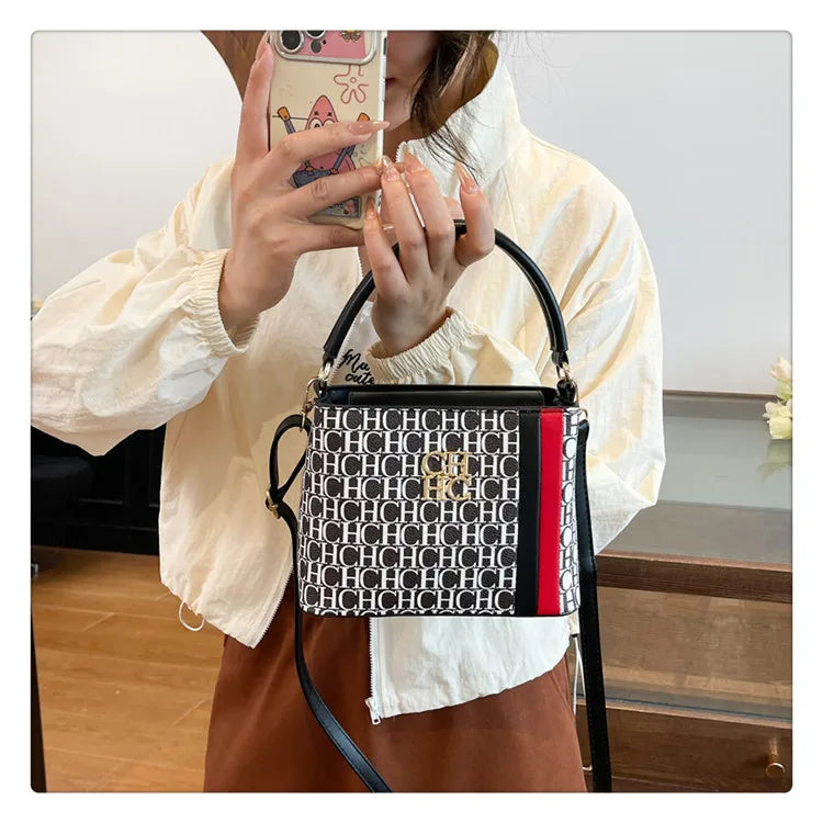 Handheld Bucket Bag For Women Shoulder Crossbody Bag Fashion Large Capacity Trendy Versatile Compartment Underarm Letter Bag