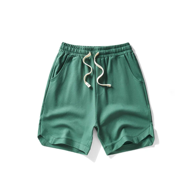 Japanese men's clothing 2025 summer new twill cotton retro wide leg sweatpants loose sports mid pants men's five quarter pants