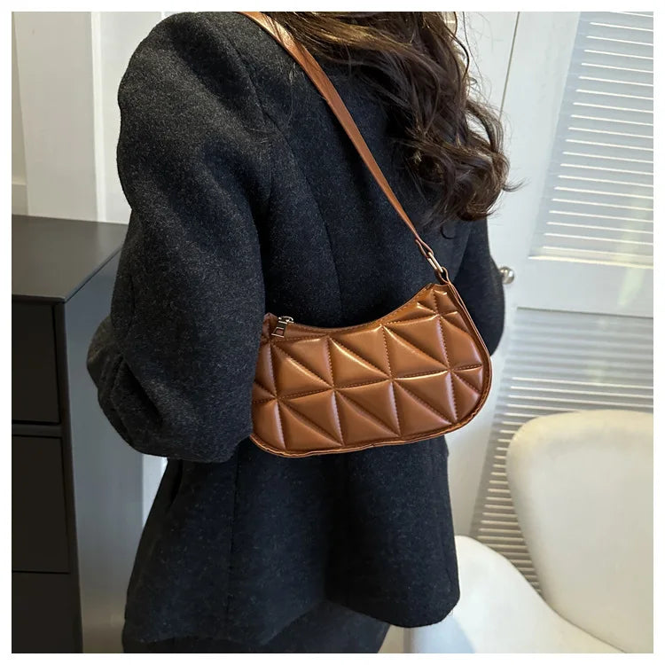 Black PU Leather Shoulder Bag Retro Solid Color Casual Female Hobos Handbags Women's Fashion Handbags Shopper Clutch Purse