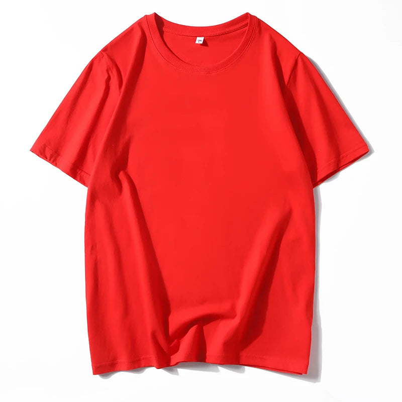 Men's Solid Color Round Neck Cotton Short Sleeved T-shirt Summer Comfortable Top