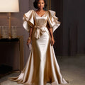 Elegant Customized Prom Dresses V Neck Mermaid Party Dresses Detachable Train Evening Dresses New فساتين سهرة