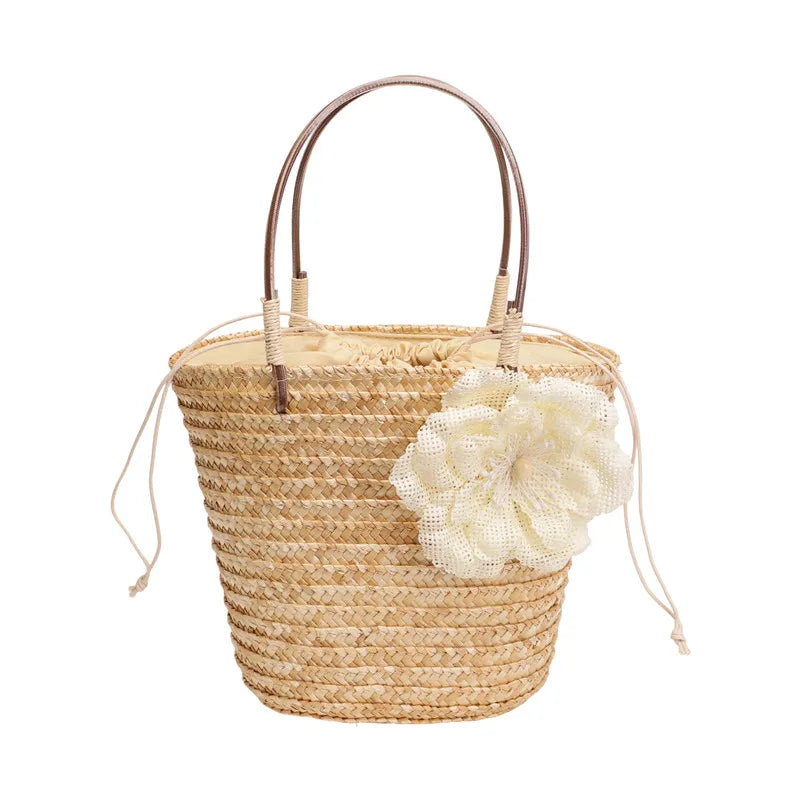 Simple Design Straw Handbags For Women Handmade Telescopic design   Comfortable handbag Summer fashion Pack Bucket Bag
