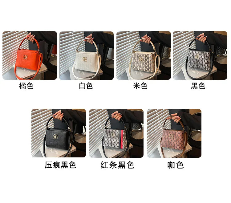 Handheld Bucket Bag For Women Shoulder Crossbody Bag Fashion Large Capacity Trendy Versatile Compartment Underarm Letter Bag
