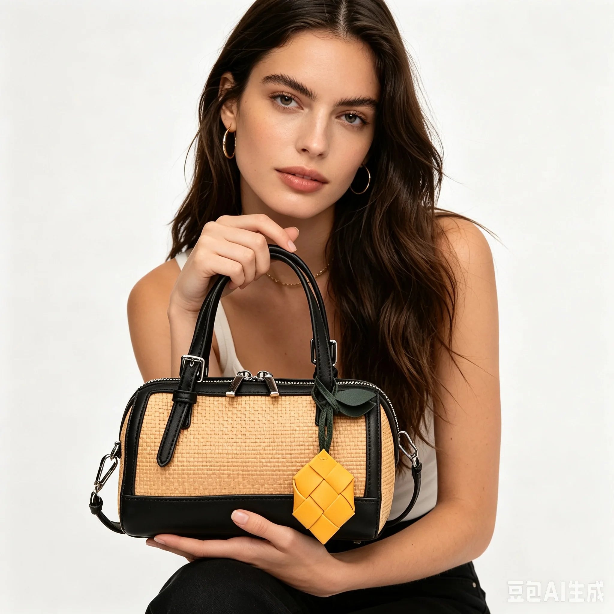 Trendy and Fashionable Woven Handbag for Women - New Style, Versatile for All Occasions, Crossbody Backpack with Boston Design.