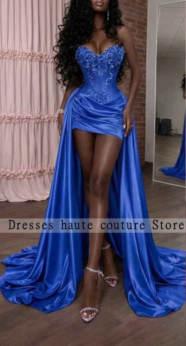 Gorgeous Lavender Purple 3D Floral Prom Dresses Corset Satin Overlay Mermaid Long Train Formal Gala Gown For Women Customized